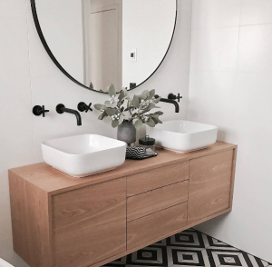 Mint interior design with MW08 matte black tapware by Meir Australia