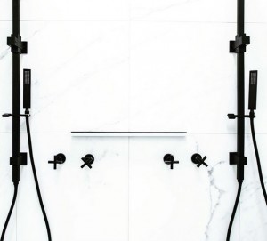 meir matte black duel shower rail 1      